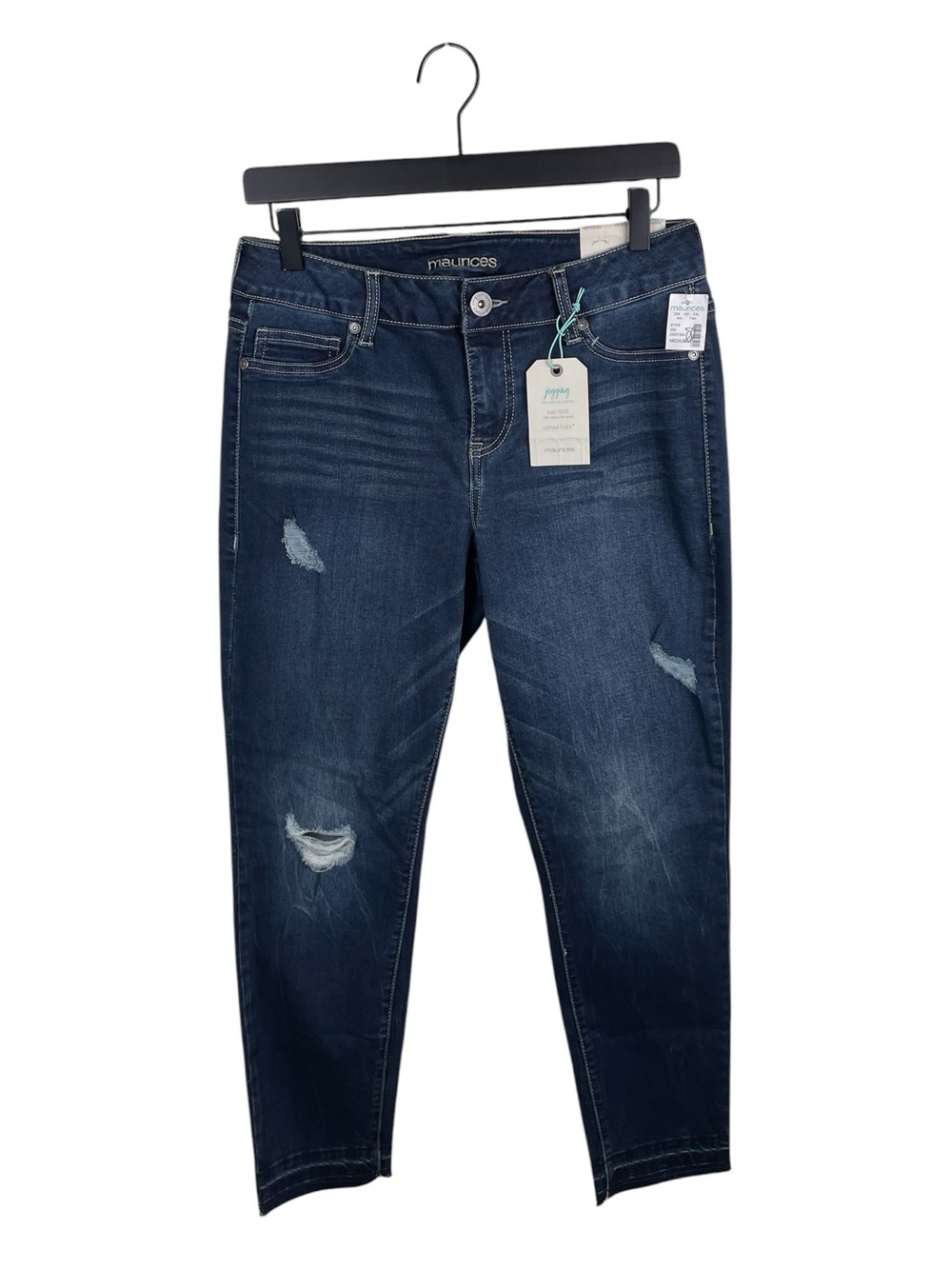 NEW Maurices Jeans Mid Rise Jegging Denim Flex Size Medium Regular Distressed